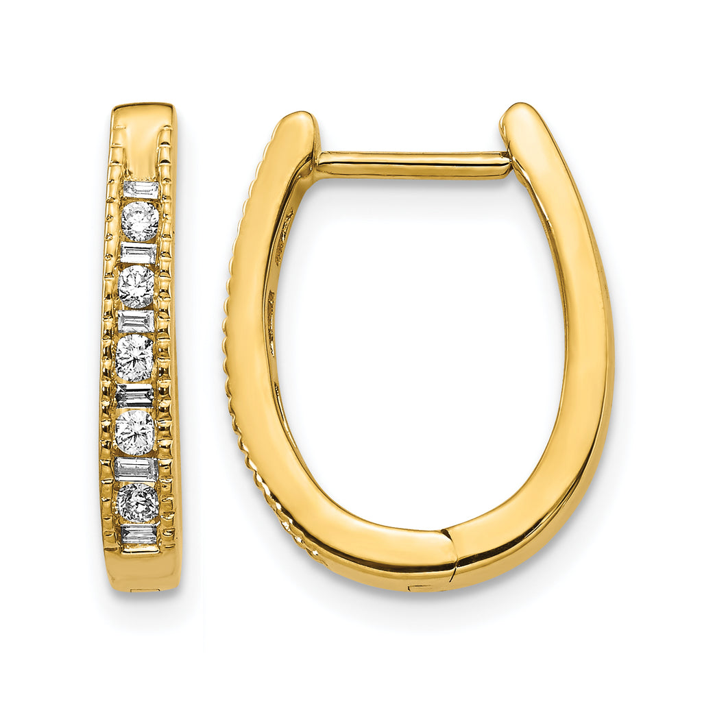 10k Diamond Oval Hinged Hoop Earrings