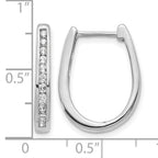 10k White Gold Diamond Oval Hinged Hoop Earrings