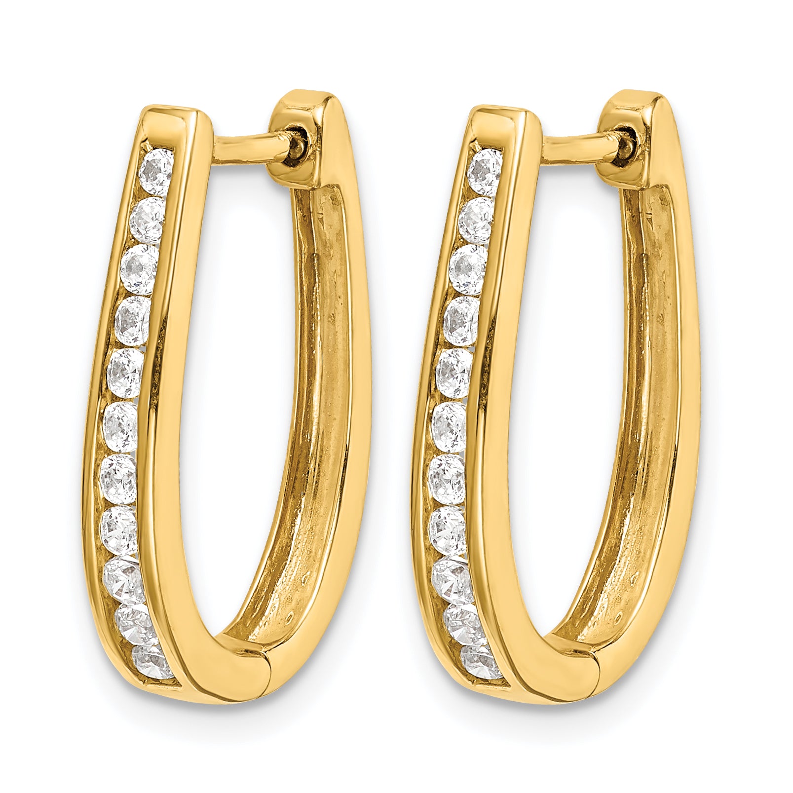 10k Diamond Oval Hinged Hoop Earrings Secondary image