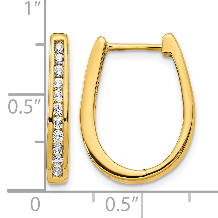 10k Diamond Oval Hinged Hoop Earrings