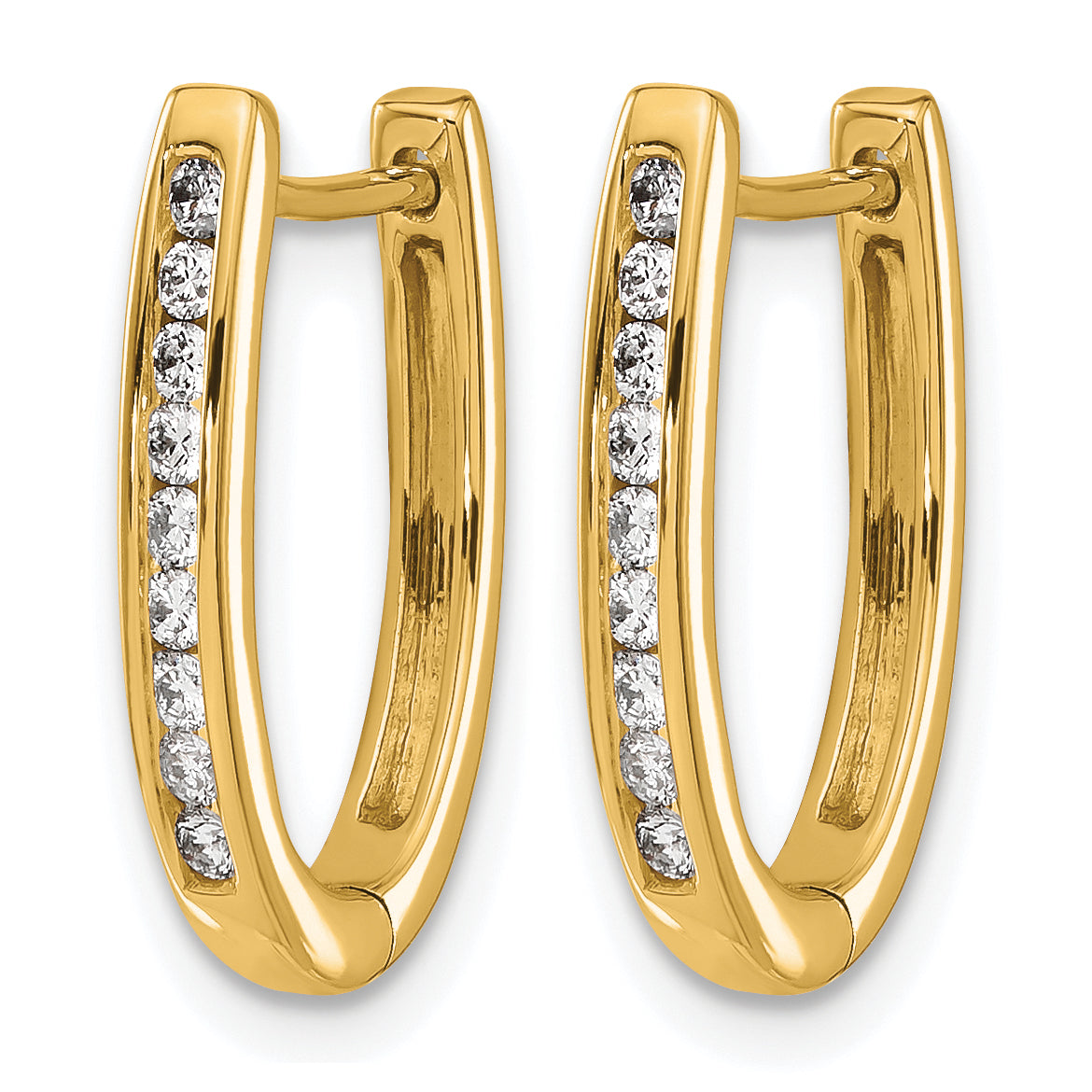 10k Diamond Oval Hinged Hoop Earrings Secondary image