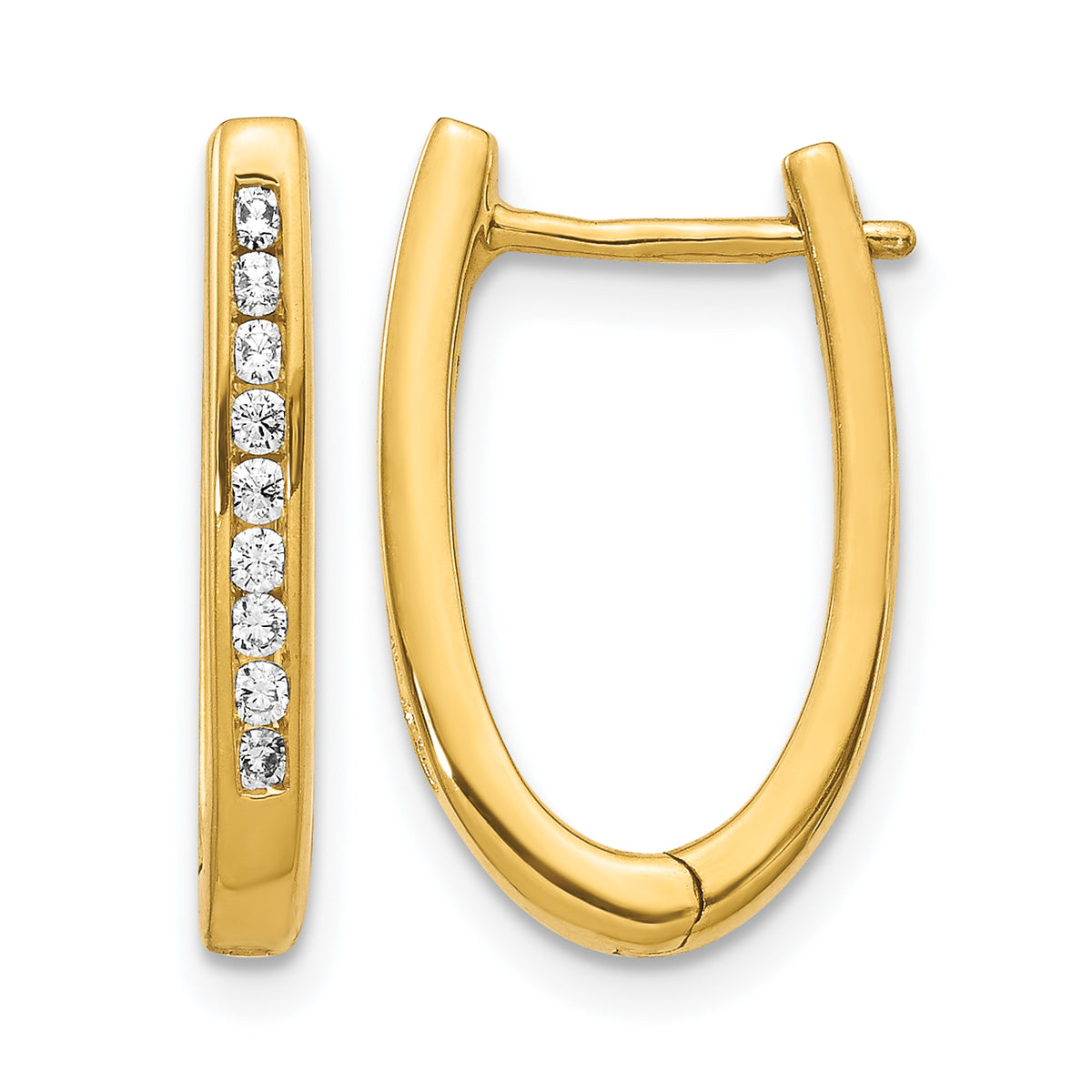 10k Diamond Oval Hinged Hoop Earrings