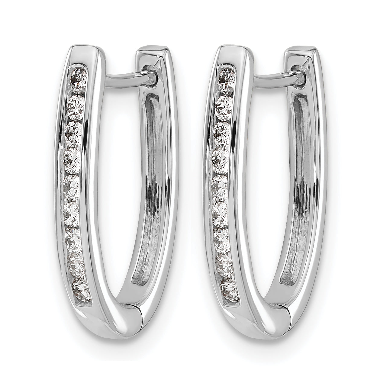 14k White Gold 1/4 carat Lab Grown Diamond VS/SI+ G+ Complete Hinged Hoop Earrings