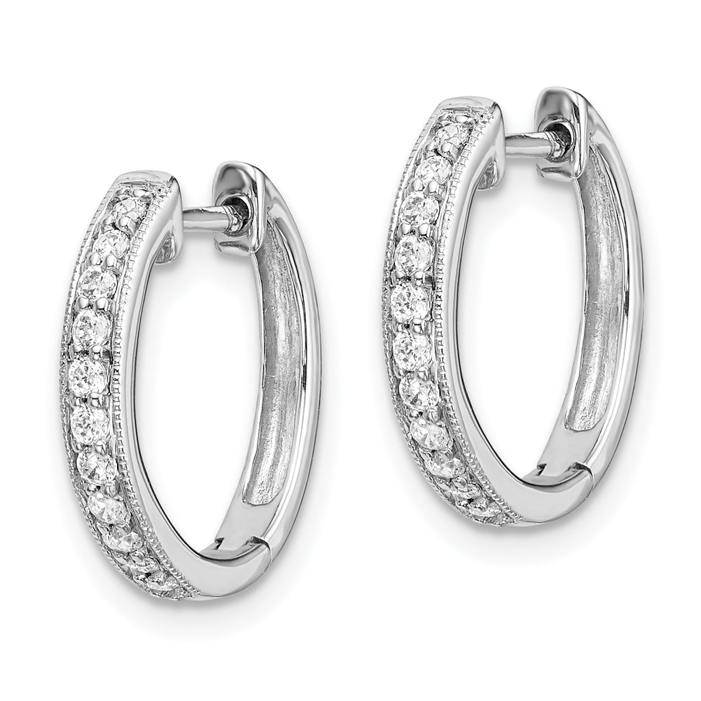 10k White Gold Diamond Hinged Hoop Earrings