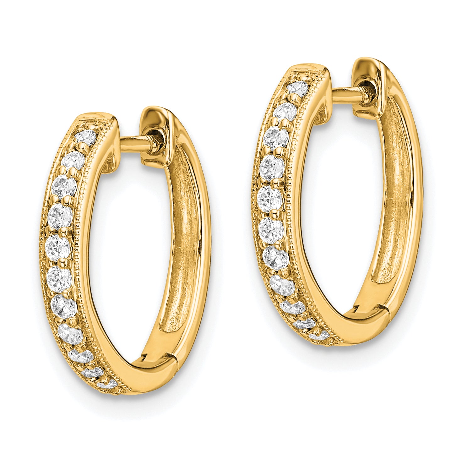 10k Diamond Hinged Hoop Earrings Secondary image