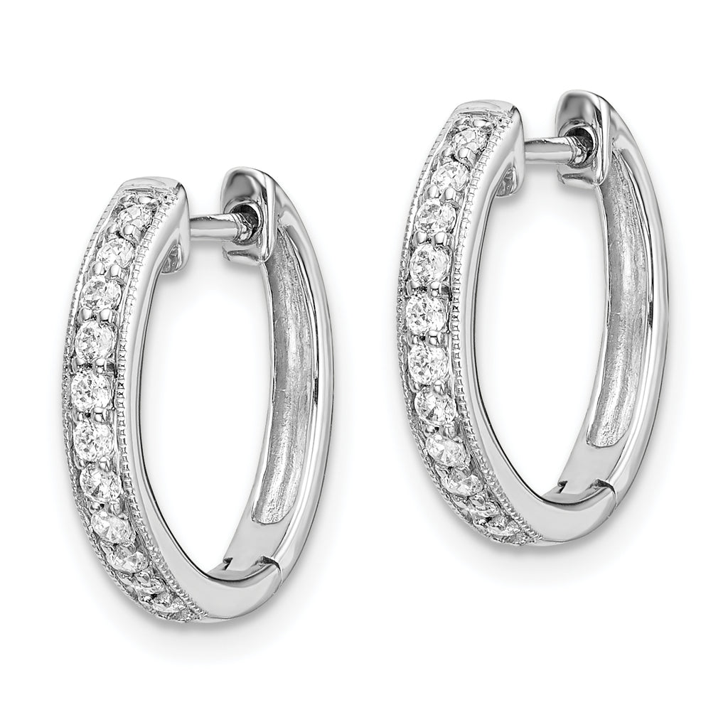 14k White Gold 1/8 carat Lab Grown Diamond VS/SI+ G+ Complete Hinged Hoop Earrings