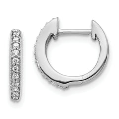 14k White Gold 1/8 carat Lab Grown Diamond VS/SI+ G+ Complete Hinged Hoop Earrings