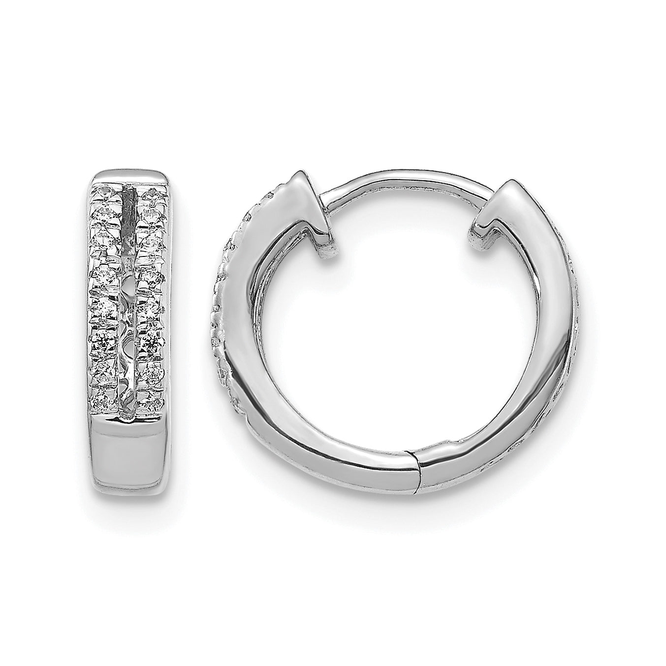 10k White Gold Diamond Hinged Round Hoop Earrings Main image