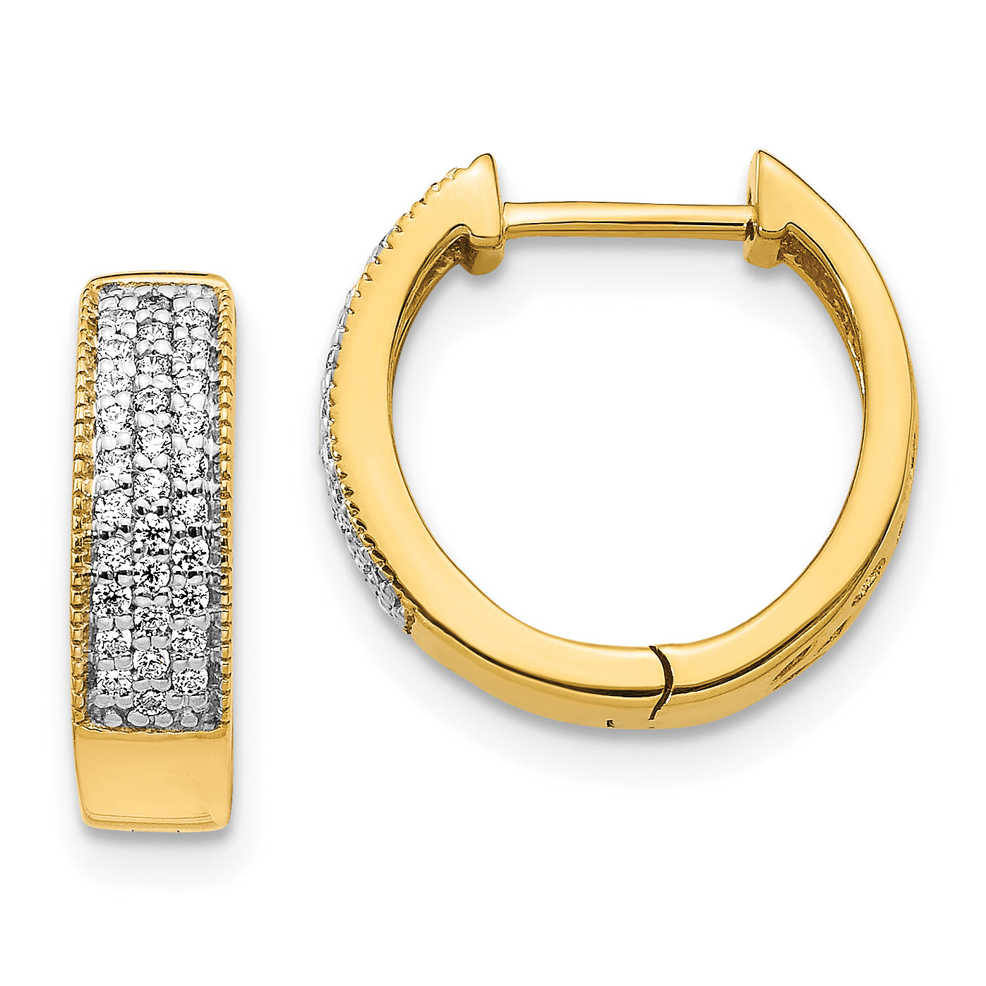 10k Diamond Hinged Hoop Earrings Main image