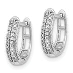10k White Gold Polished Diamond Hinged Hoop Earrings