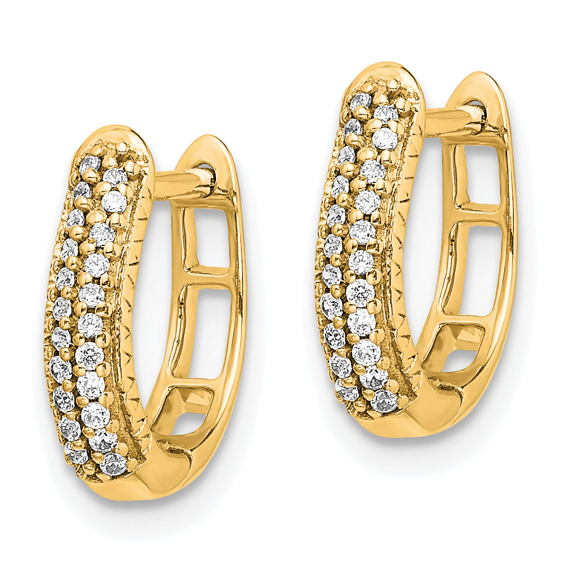 10k Polished Diamond Hinged Hoop Earrings Secondary image