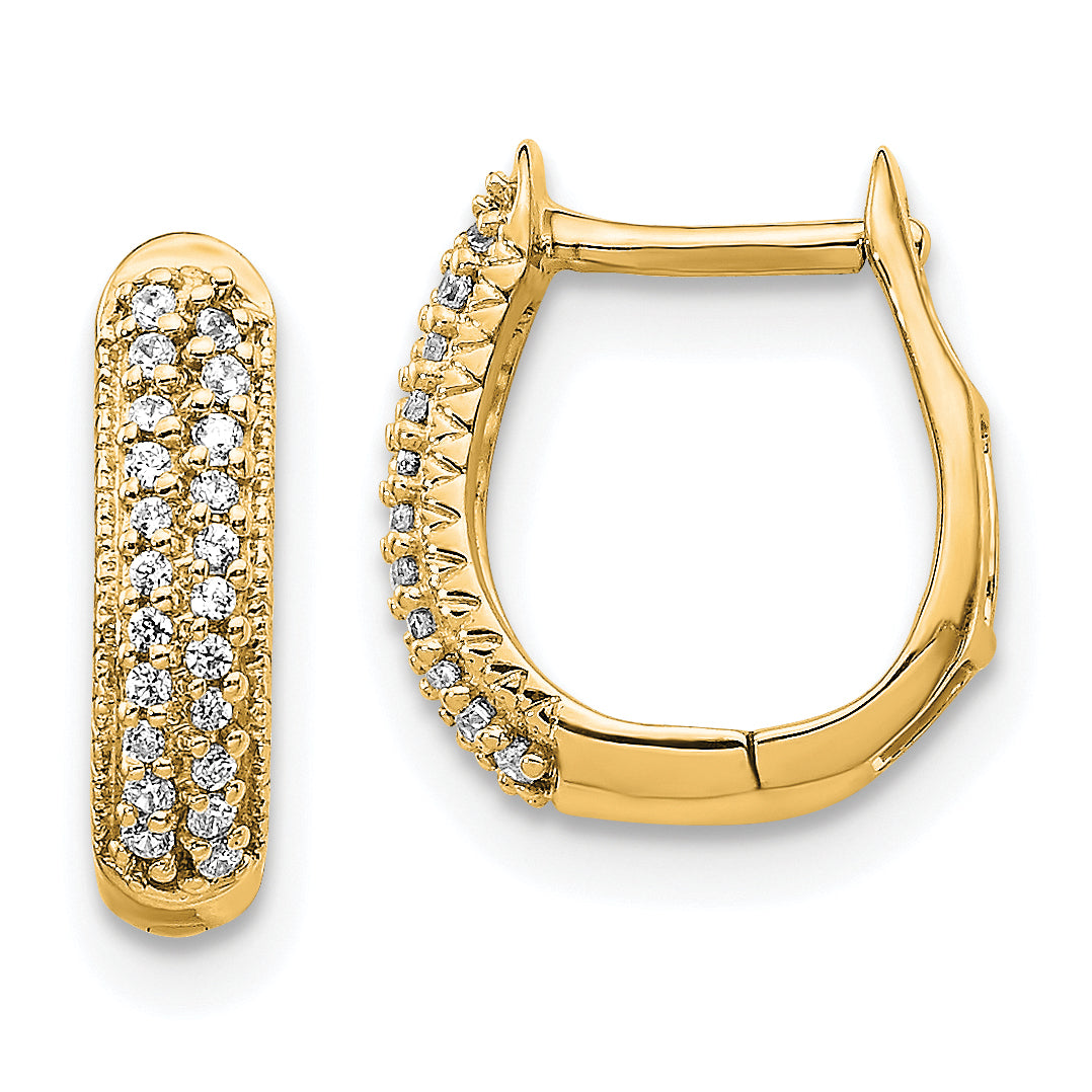 10k Polished Diamond Hinged Hoop Earrings Main image