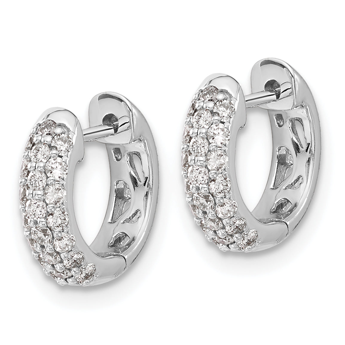 10k White Gold Diamond Hinged Hoop Earrings Secondary image