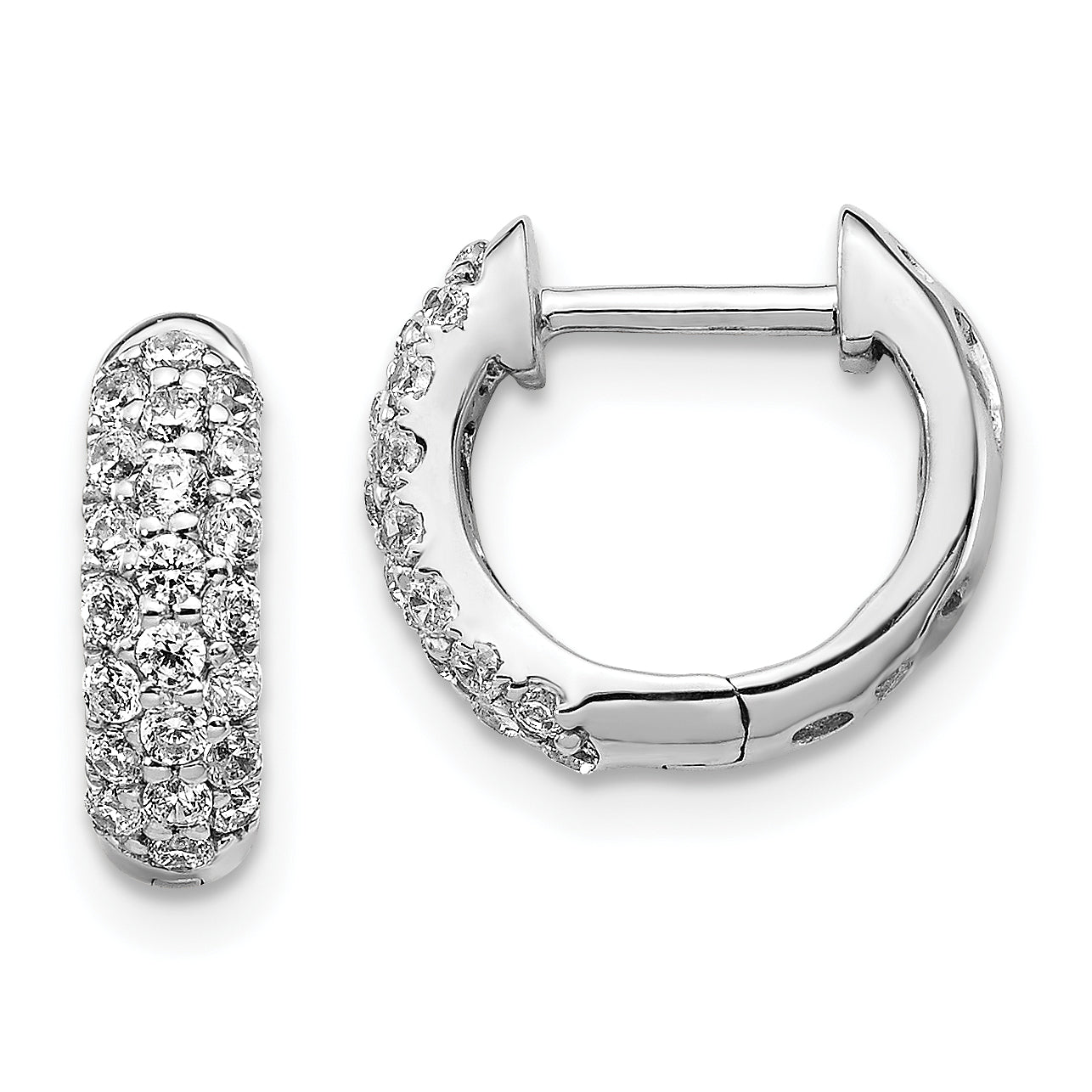10k White Gold Diamond Hinged Hoop Earrings Main image