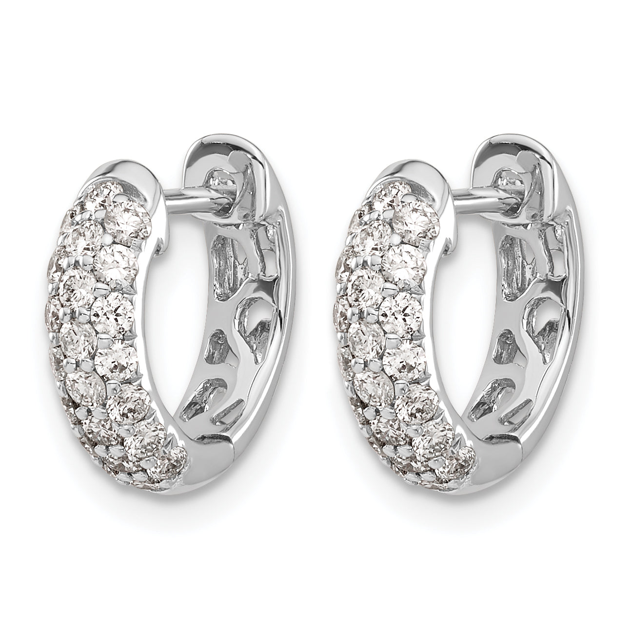 10k White Gold Diamond Hinged Hoop Earrings Secondary image