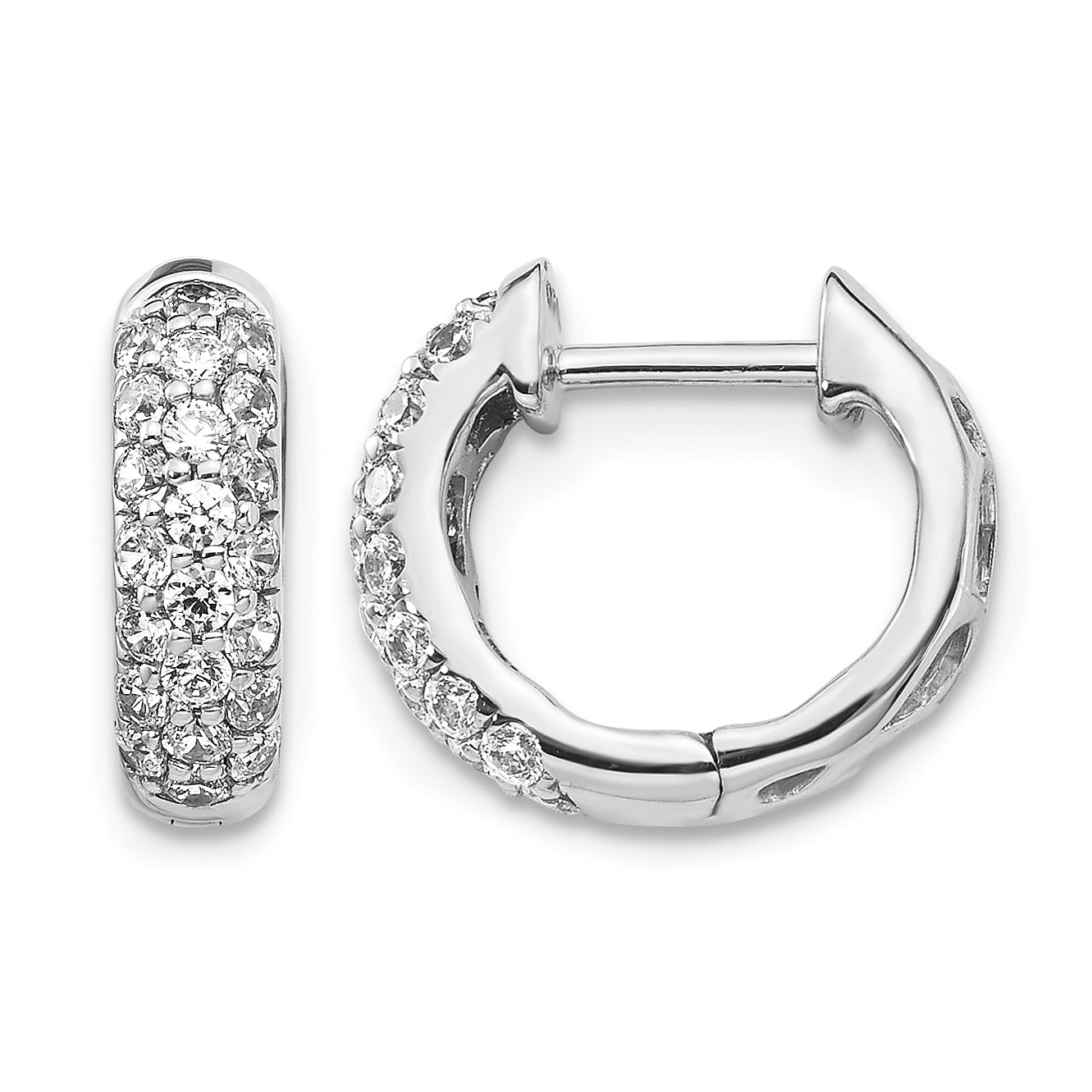 10k White Gold Diamond Hinged Hoop Earrings Main image