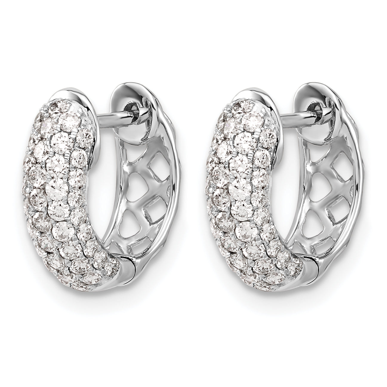 10k White Gold Diamond Hinged Hoop Earrings Secondary image