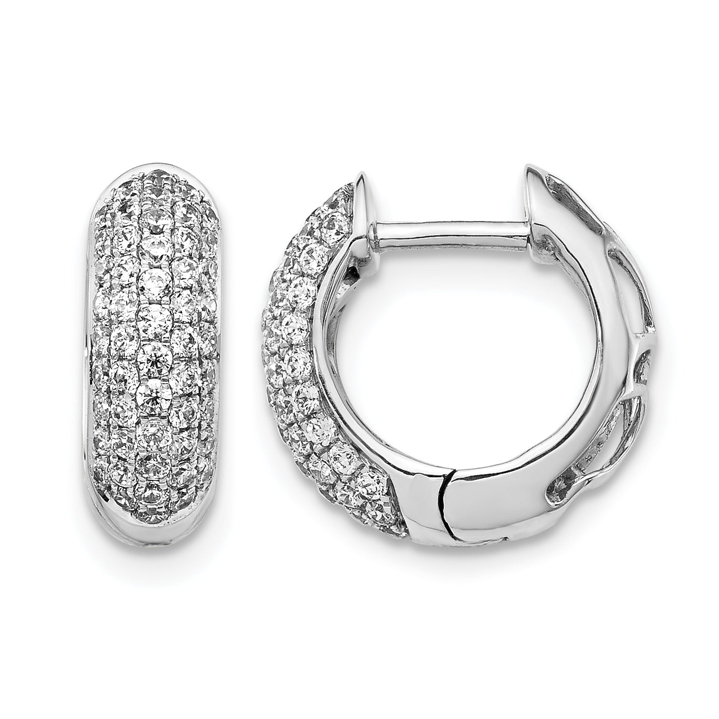 10k White Gold Diamond Hinged Hoop Earrings Main image