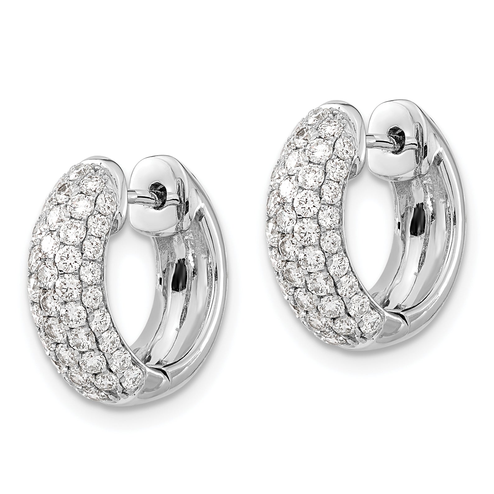 14k White Gold 1 1/5 carat Lab Grown Diamond VS/SI+ G+ Complete Hinged Hoop Earrings Secondary image