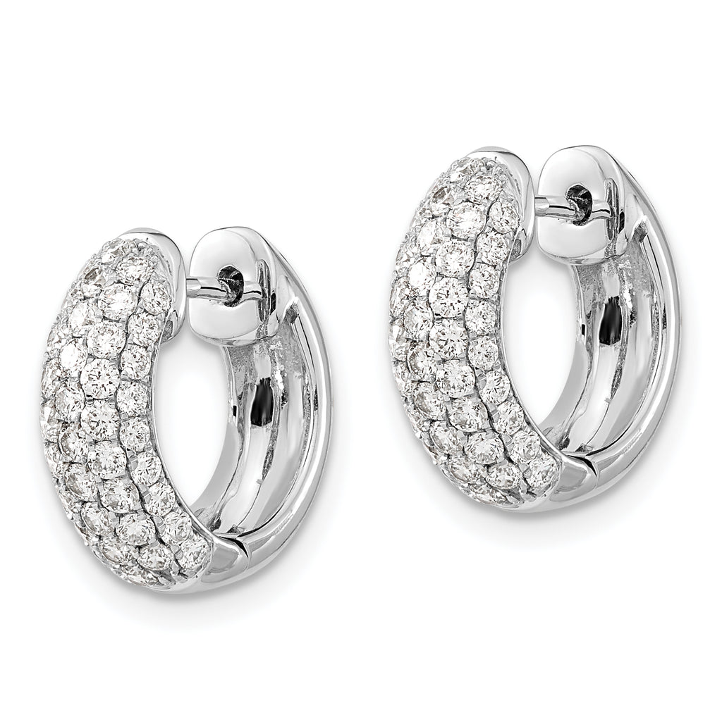 14k White Gold 1 1/5 carat Lab Grown Diamond VS/SI+ G+ Complete Hinged Hoop Earrings