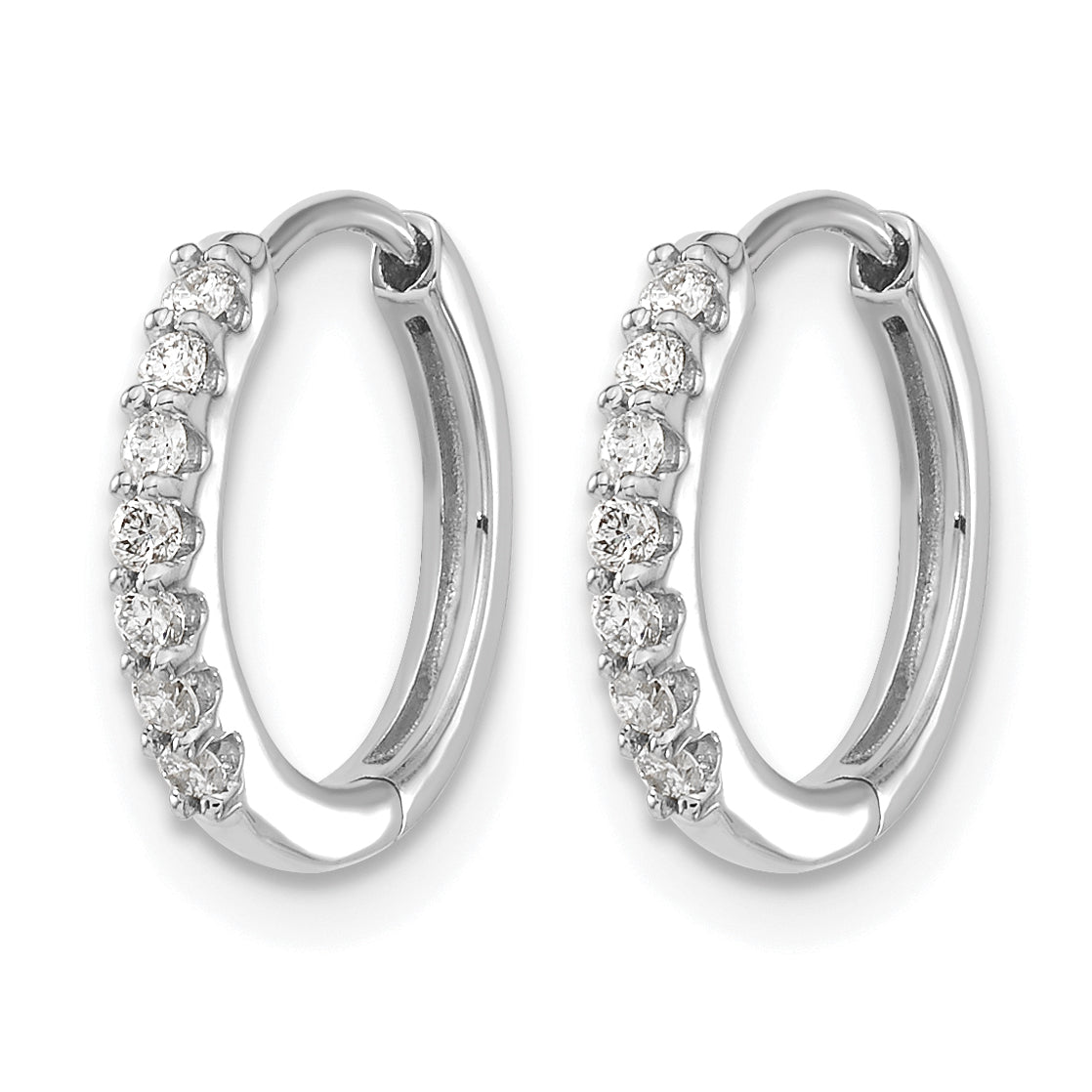10k White Gold Diamond Hinged Hoop Earrings Secondary image