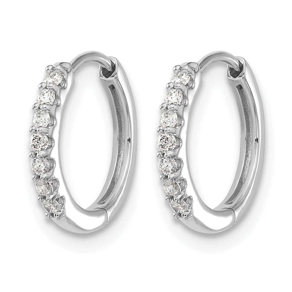 10k White Gold Diamond Hinged Hoop Earrings