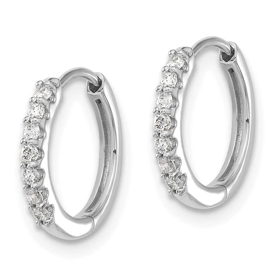 14k White Gold 1/8 carat Lab Grown Diamond VS/SI+ G+ Complete Hinged Hoop Earrings