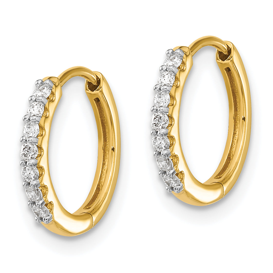 14k 1/8 carat Lab Grown Diamond VS/SI+ G+ Complete Hinged Hoop Earrings Secondary image