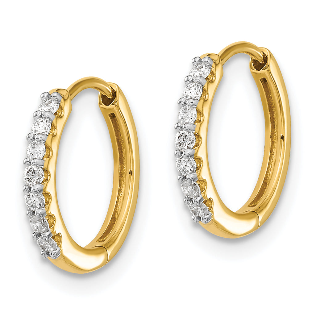 14k 1/8 carat Lab Grown Diamond VS/SI+ G+ Complete Hinged Hoop Earrings