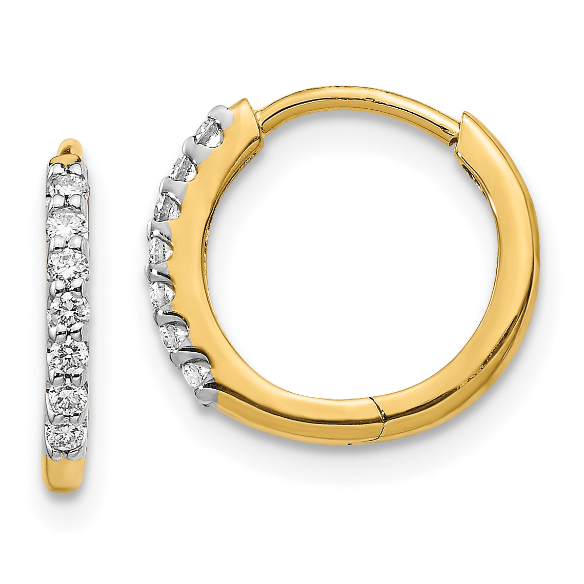 14k 1/8 carat Lab Grown Diamond VS/SI+ G+ Complete Hinged Hoop Earrings Main image