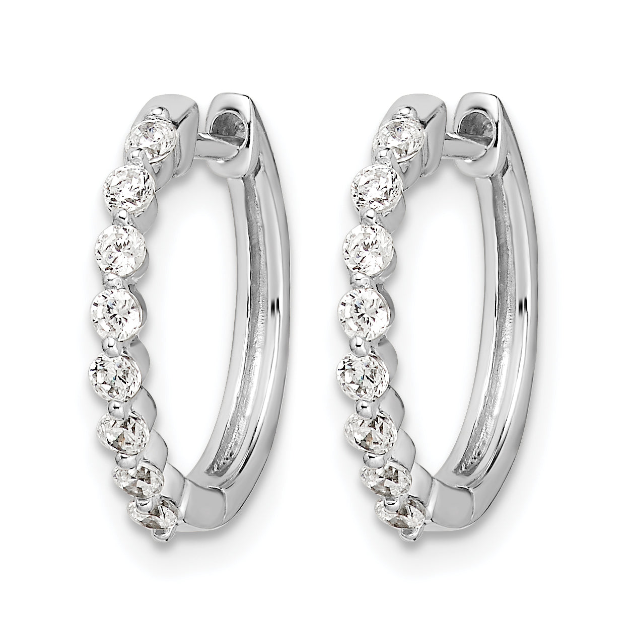 10k White Gold Diamond Hinged Hoop Earrings Secondary image