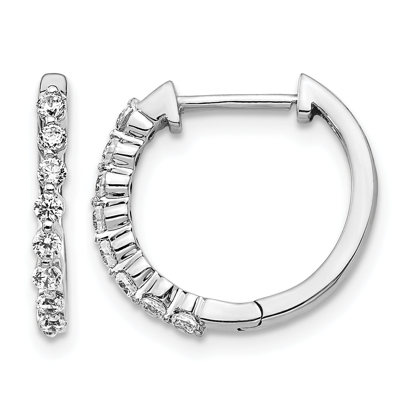 10k White Gold Diamond Hinged Hoop Earrings Main image