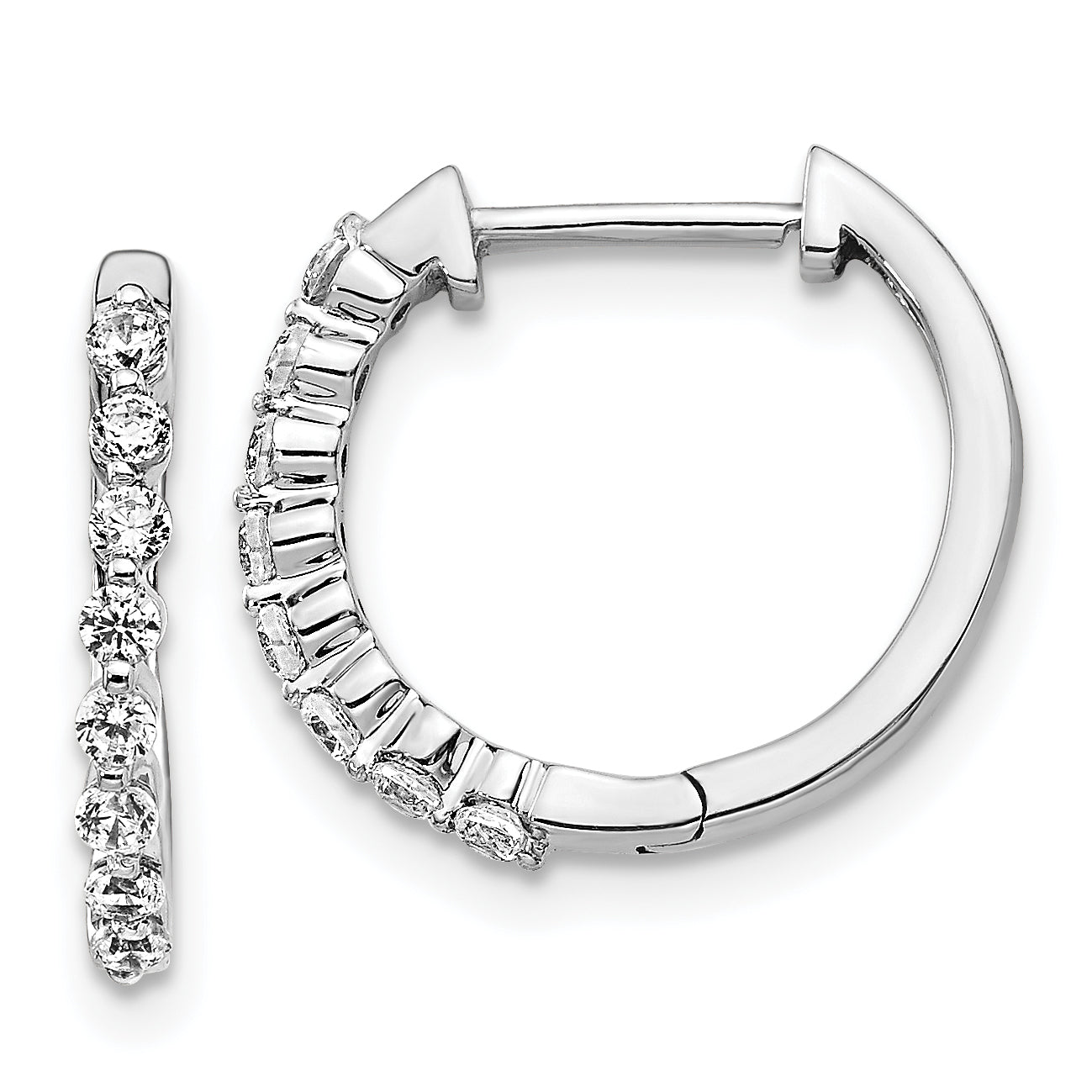 10k White Gold 1/3 carat Lab Grown Diamond VS/SI+ G+ Complete Hinged Hoop Earrings Main image