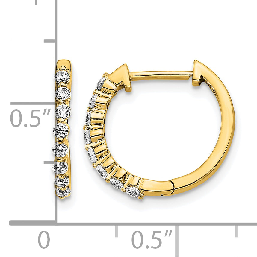 10K Yellow Gold 1/3 ct Lab-Created Diamond VS/SI+ G+ Hoop Earrings
