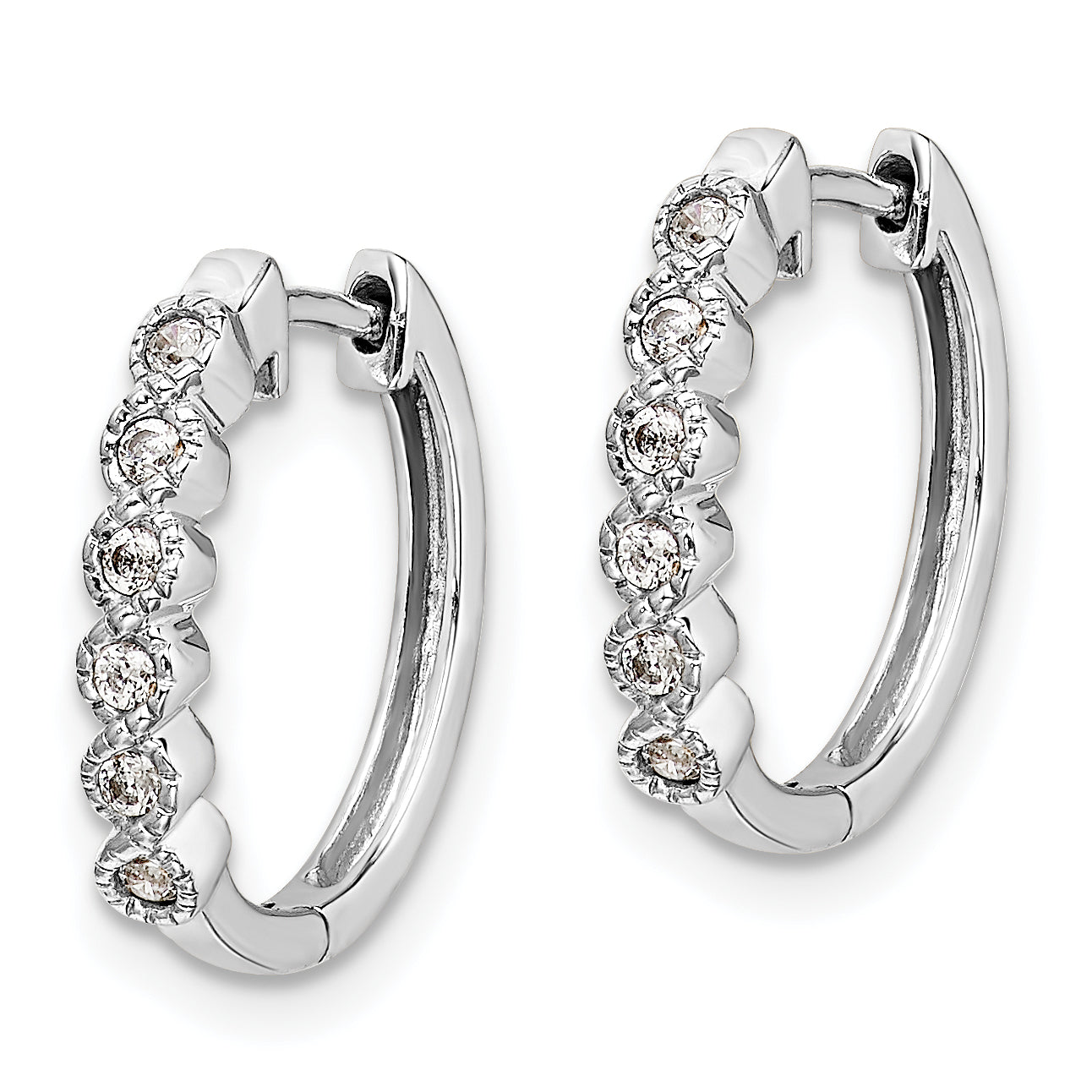 14k White Gold 1/8 carat Lab Grown Diamond VS/SI+ G+ Complete Hinged Hoop Earrings Secondary image