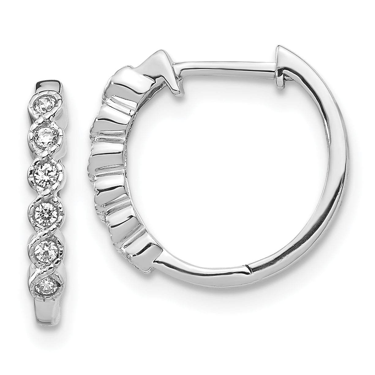 14k White Gold 1/8 carat Lab Grown Diamond VS/SI+ G+ Complete Hinged Hoop Earrings Main image
