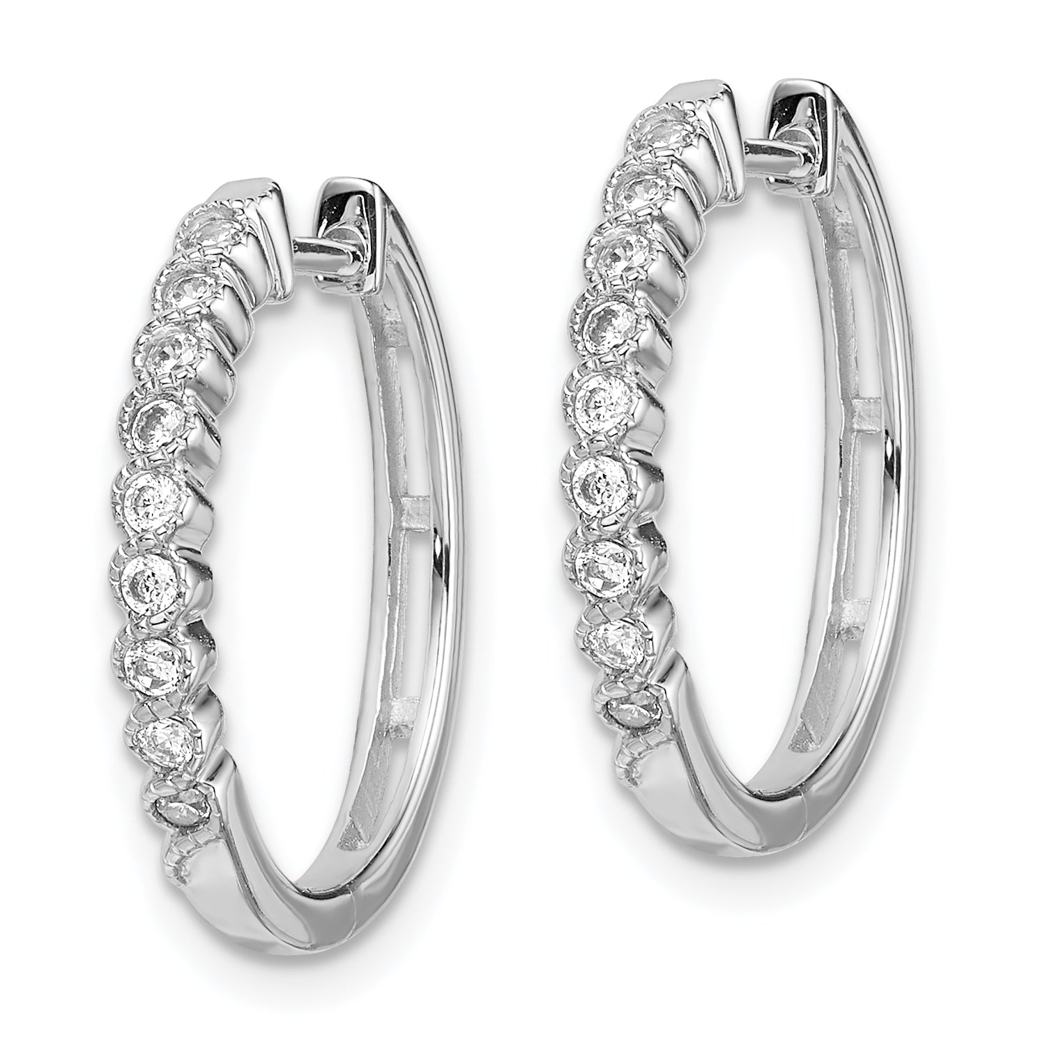 14k White Gold 1/4 carat Lab Grown Diamond VS/SI+ G+ Complete Hinged Hoop Earrings