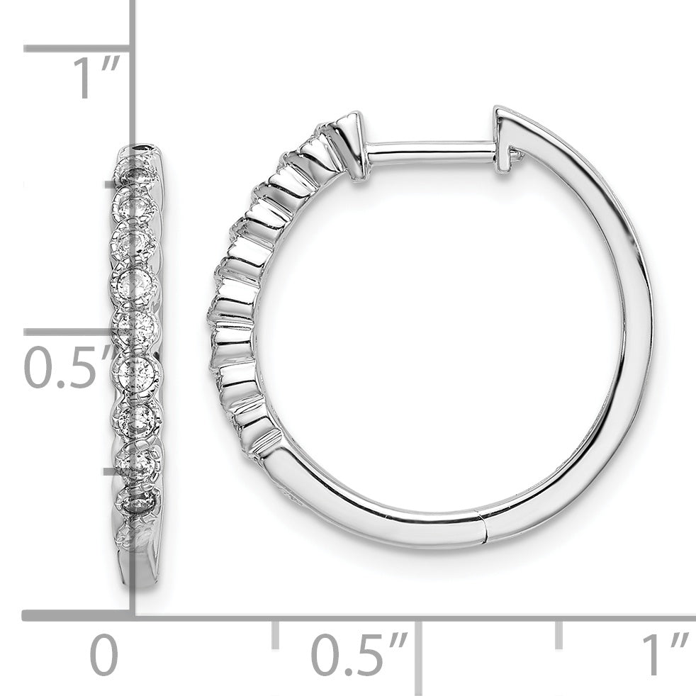 14k White Gold 1/4 carat Lab Grown Diamond VS/SI+ G+ Complete Hinged Hoop Earrings
