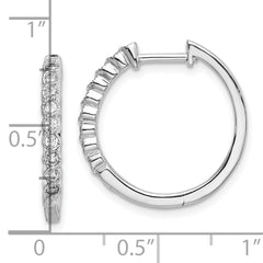 14k White Gold 1/4 carat Lab Grown Diamond VS/SI+ G+ Complete Hinged Hoop Earrings