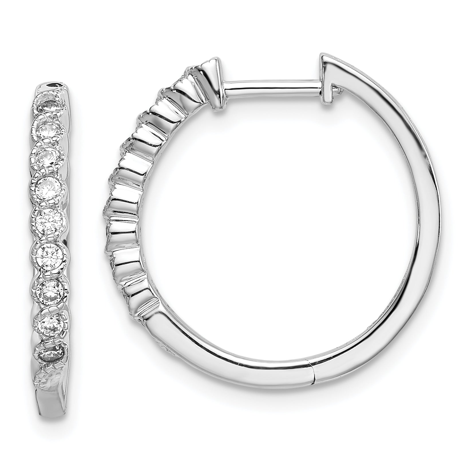 14k White Gold 1/4 carat Lab Grown Diamond VS/SI+ G+ Complete Hinged Hoop Earrings
