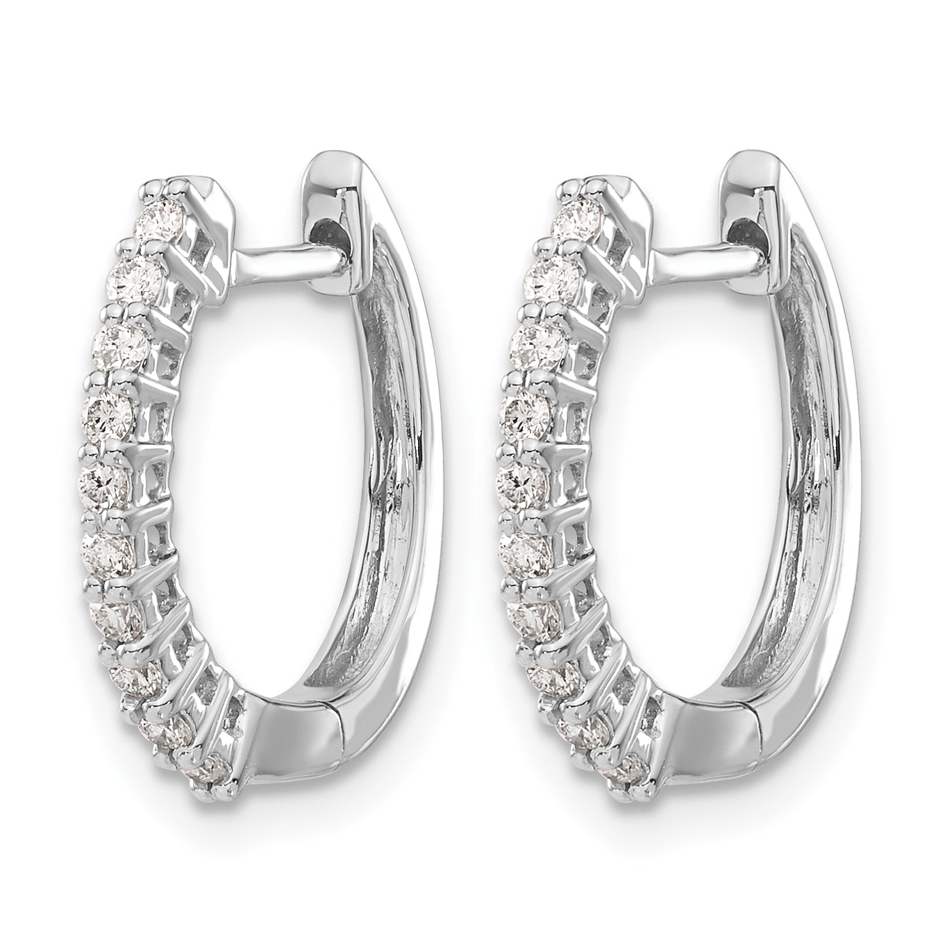 14k White Gold 1/4 carat Lab Grown Diamond VS/SI+ G+ Complete Hinged Hoop Earrings