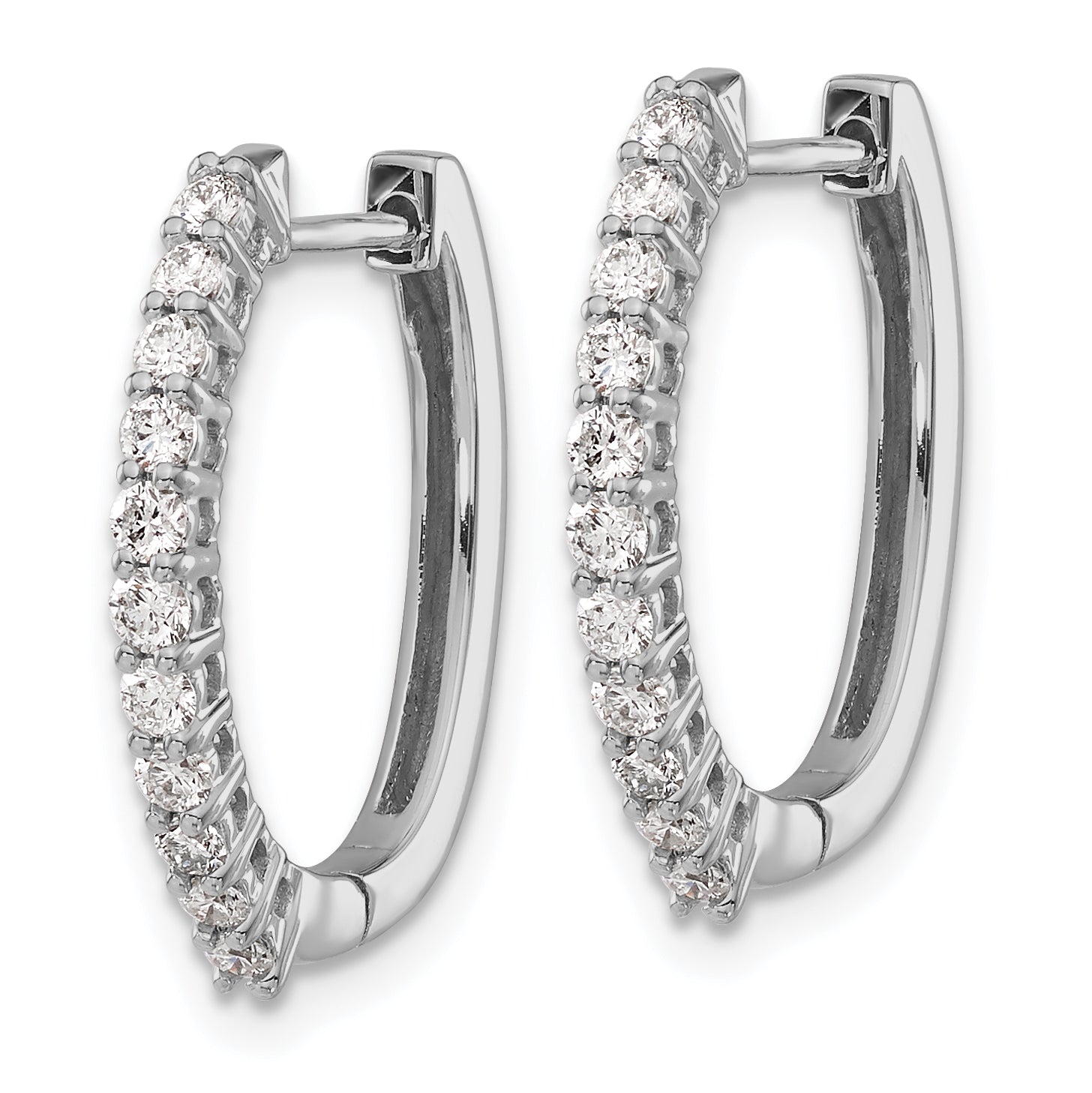 14k White Gold 1/2 carat Lab Grown Diamond VS/SI+ G+ Complete Hinged Hoop Earrings Secondary image