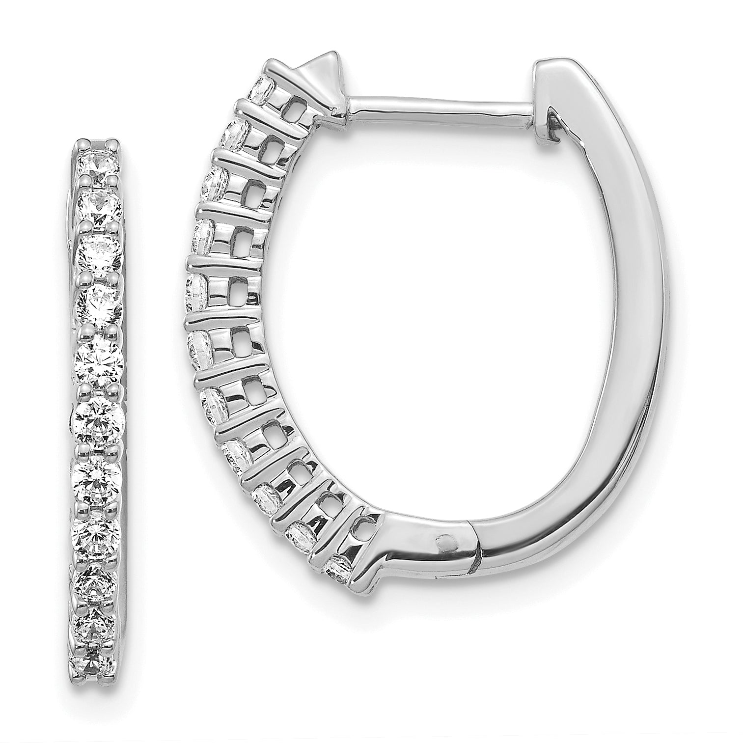 14k White Gold 1/2 carat Lab Grown Diamond VS/SI+ G+ Complete Hinged Hoop Earrings Main image