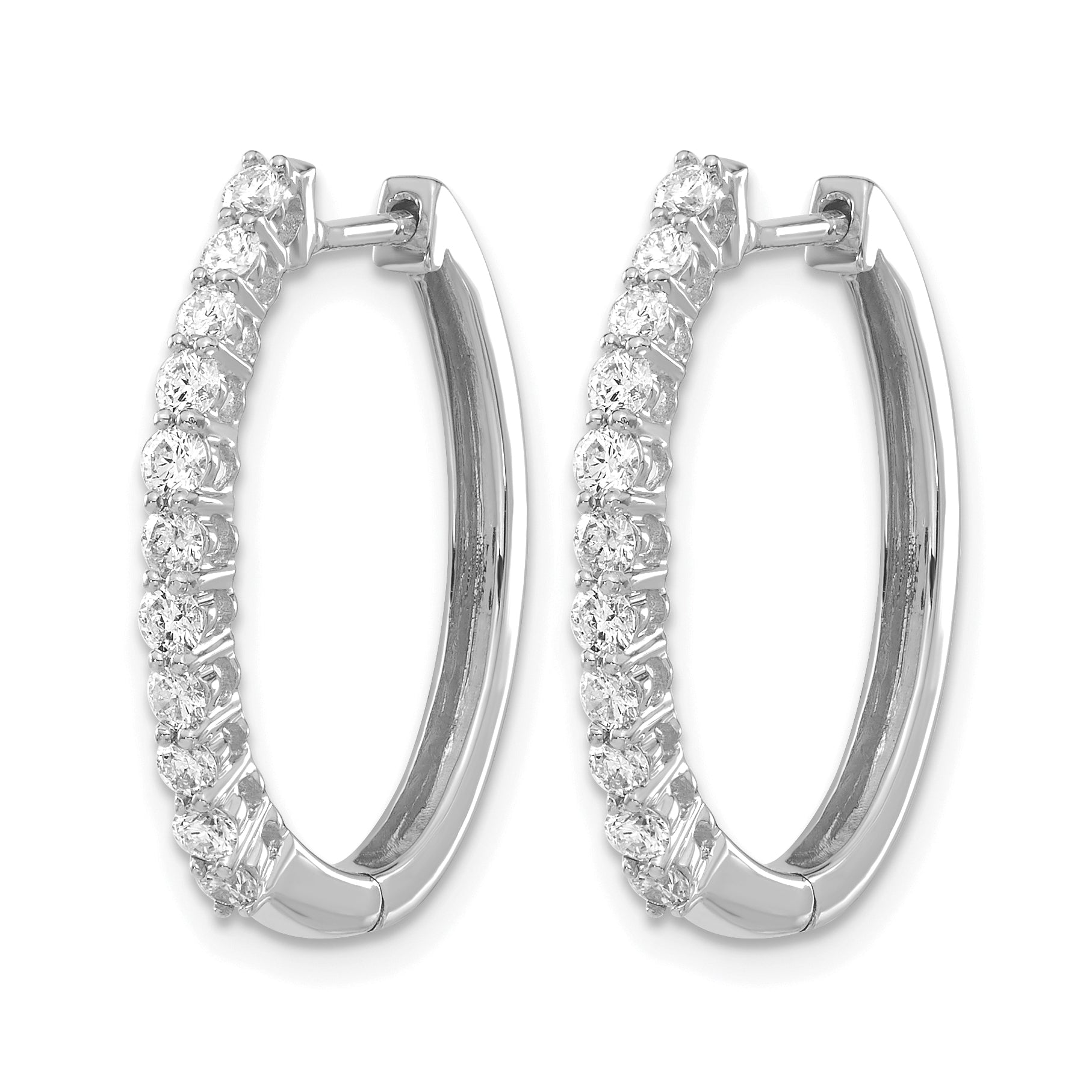 14k White Gold 3/4 carat Lab Grown Diamond VS/SI+ G+ Complete Hinged Hoop Earrings