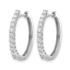 14k White Gold 3/4 carat Lab Grown Diamond VS/SI+ G+ Complete Hinged Hoop Earrings