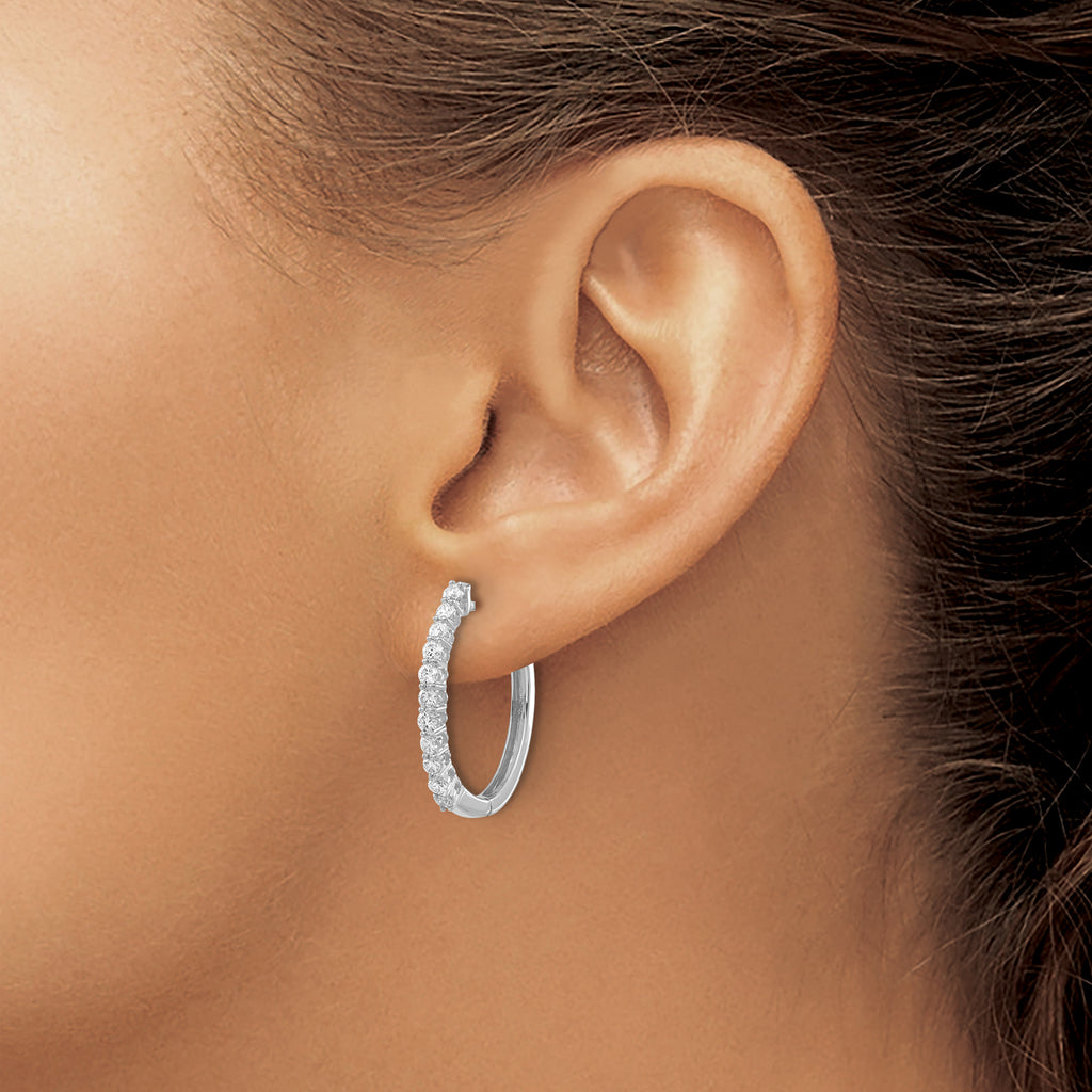 14k White Gold 3/4 carat Lab Grown Diamond VS/SI+ G+ Complete Hinged Hoop Earrings