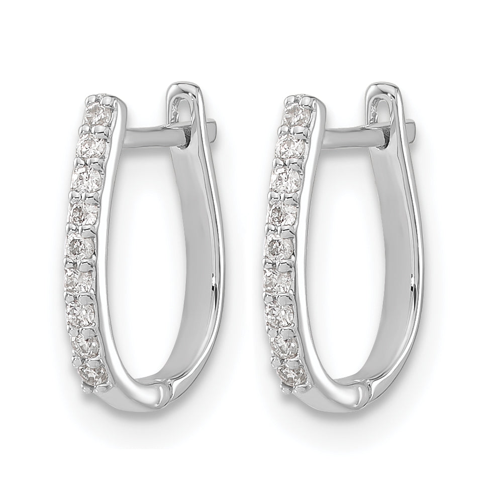 14k White Gold 1/10 carat Lab Grown Diamond VS/SI+ G+ Complete Hinged Hoop Earrings