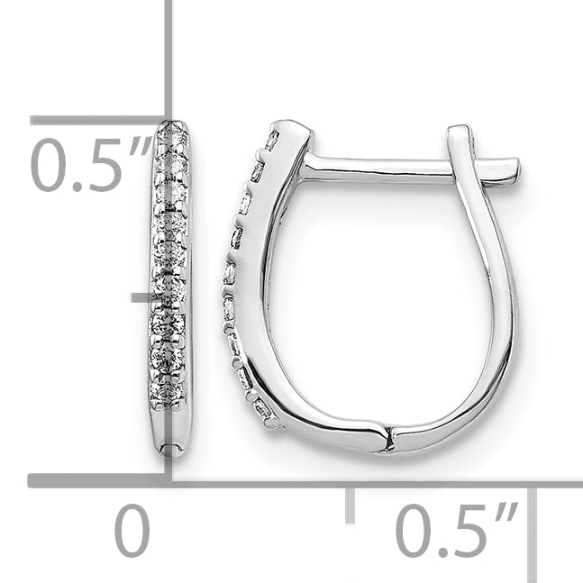 14k White Gold 1/10 carat Lab Grown Diamond VS/SI+ G+ Complete Hinged Hoop Earrings