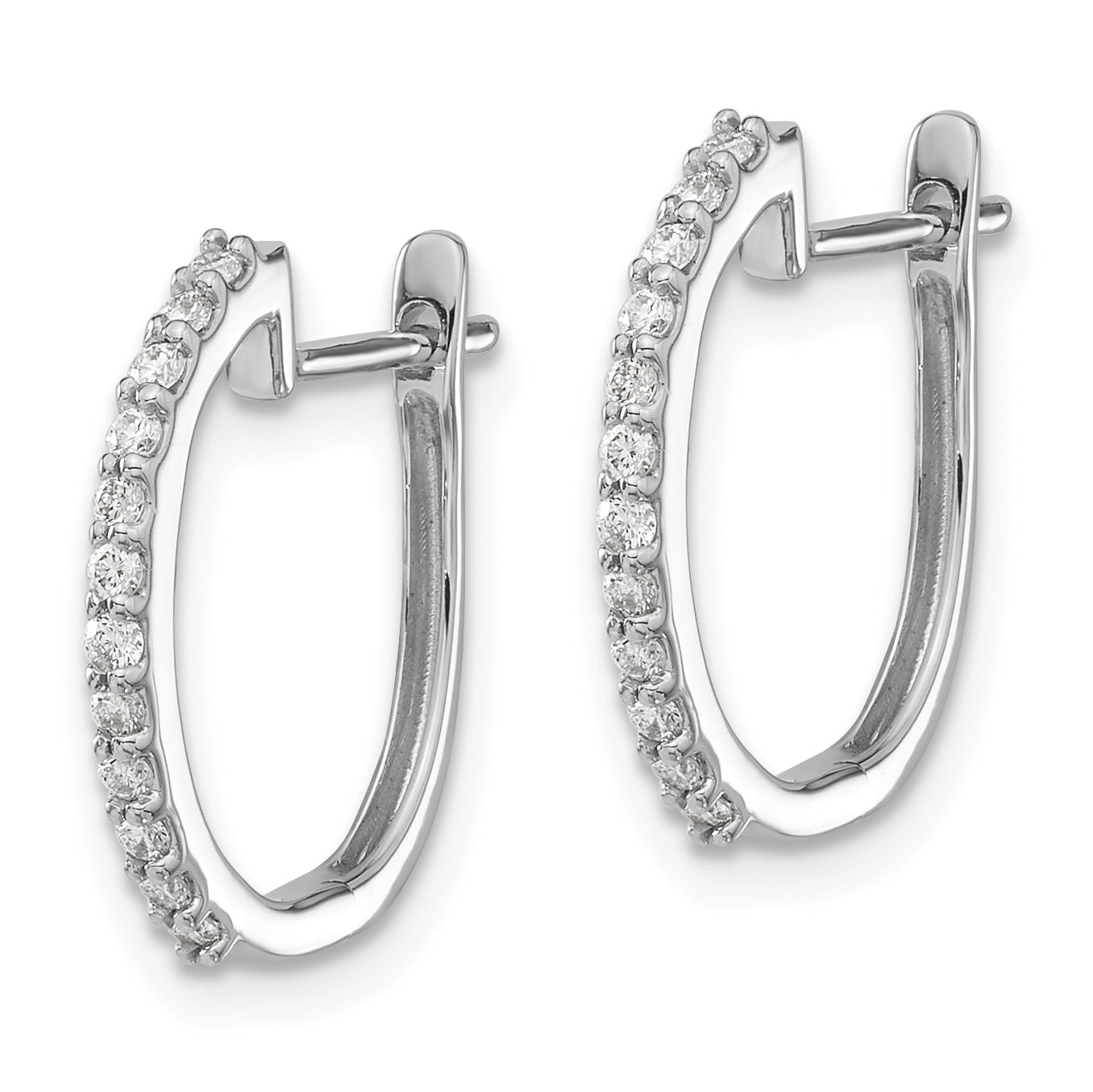14k White Gold 1/5 carat Lab Grown Diamond VS/SI+ G+ Complete Hinged Hoop Earrings Secondary image