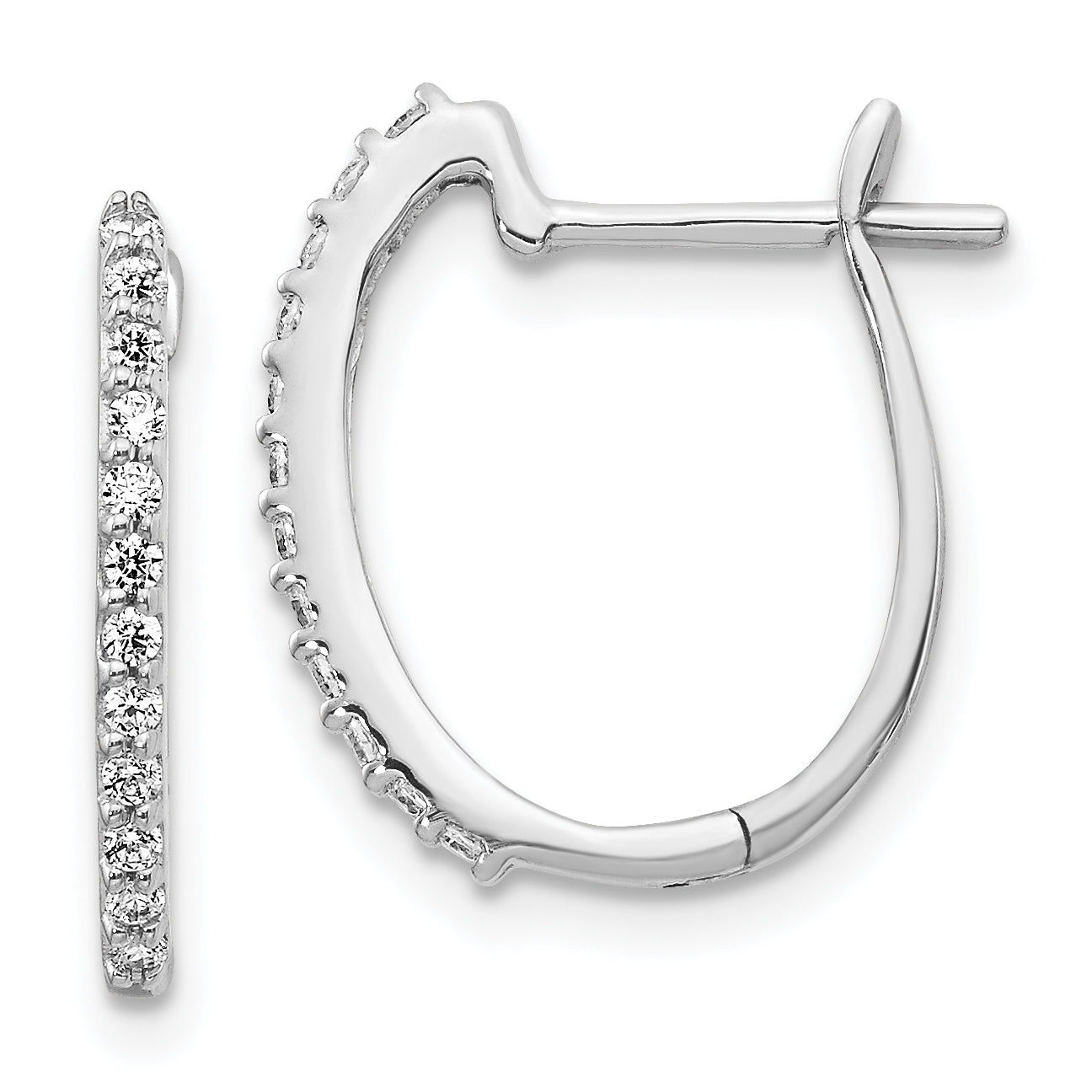 14k White Gold 1/5 carat Lab Grown Diamond VS/SI+ G+ Complete Hinged Hoop Earrings Main image